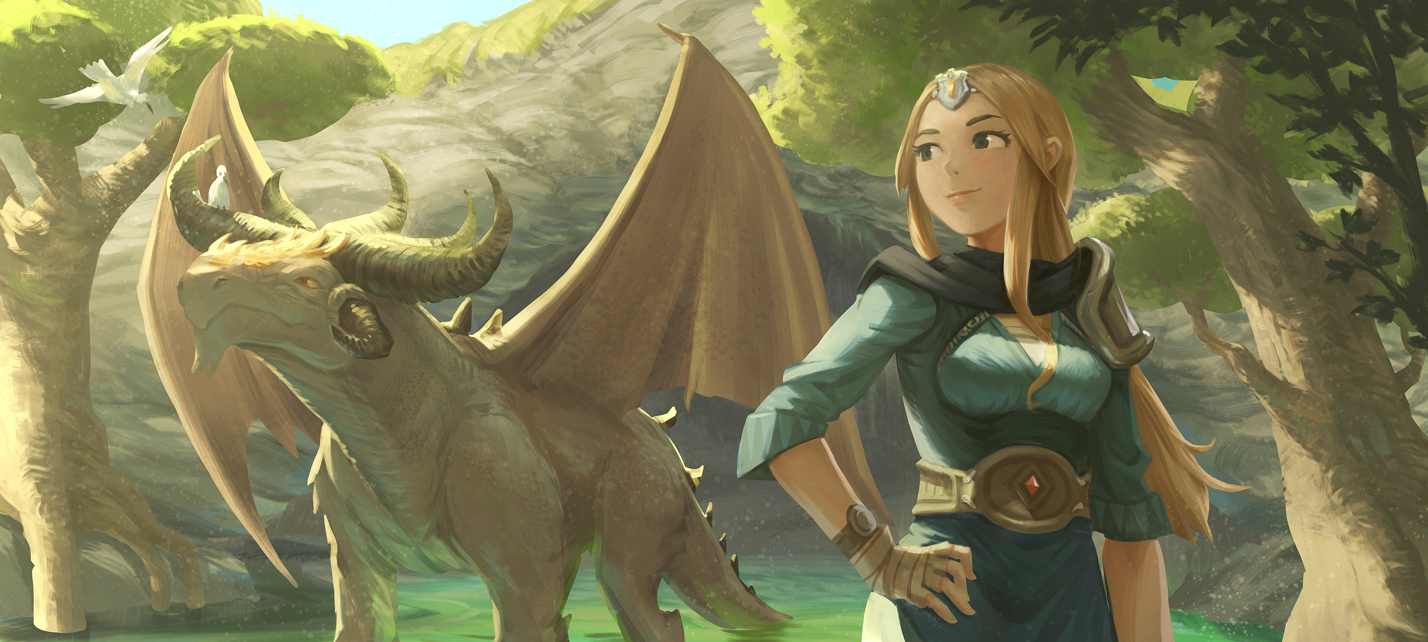 A happy adventurer looks out over a vista